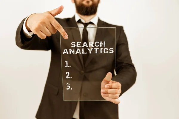 Tekst Met Inspiratie Search Analytics Business Approach Onderzoekt Bijzondere Interacties — Stockfoto