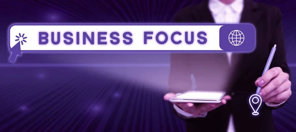 Texto Presentando Business Focus Foto Conceptual Sirviendo Las Necesidades Del — Foto de Stock