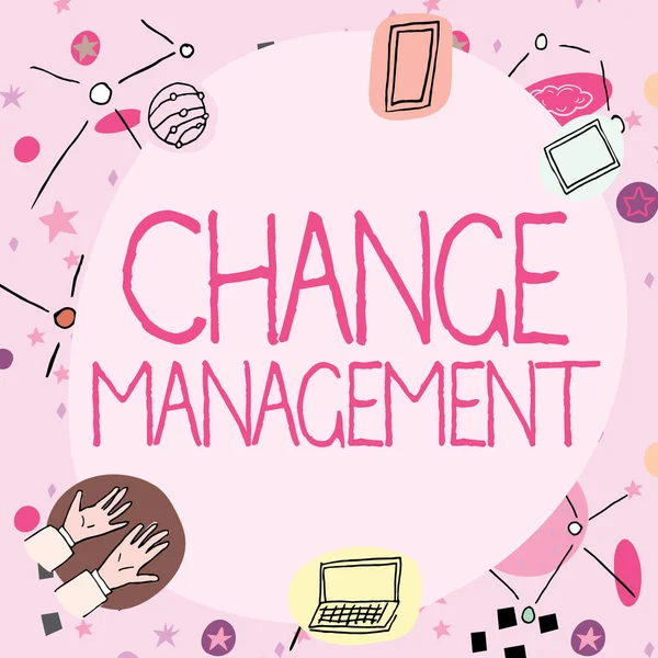 変更管理 ビジネスまたは類似の組織内の開発のための単語を表示する記号 — ストック写真