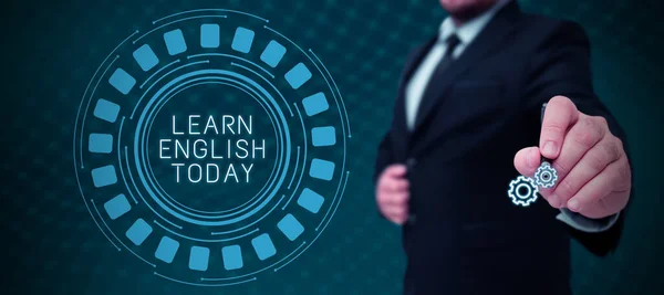 Mostrar Muestra Aprende Inglés Hoy Enfoque Negocios Ganar Adquirir Conocimientos —  Fotos de Stock