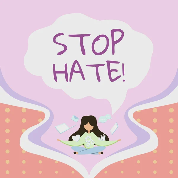 Leyenda Conceptual Stop Hate Internet Concept Prevenir Presión Agresiva Intimidación — Foto de Stock