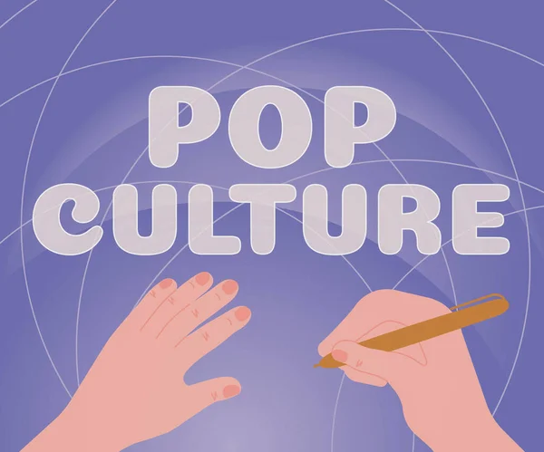 Текст Почерка Pop Culture Business Showcase Describes Lifestyle Tastes Majority — стоковое фото