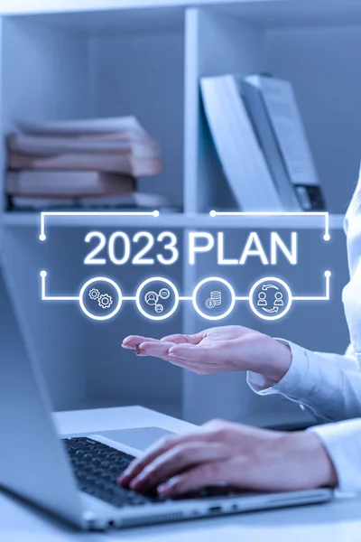 Inspiratie Met Uithangbord 2023 Plan Conceptuele Foto Met Doelstellingen Plannen — Stockfoto