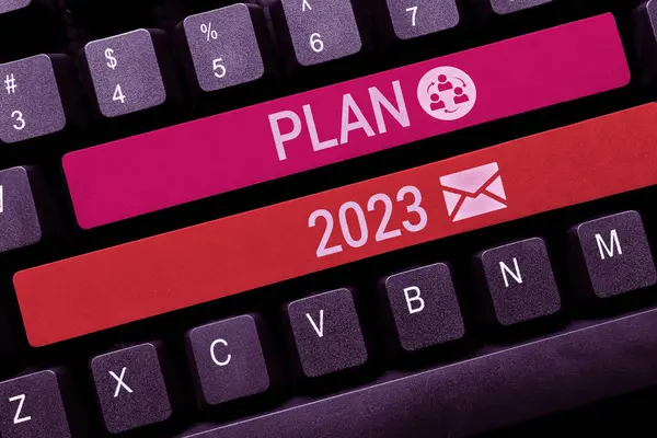 Skriva Visning Text Plan 2023 Konceptuell Foto Detaljerat Förslag För — Stockfoto