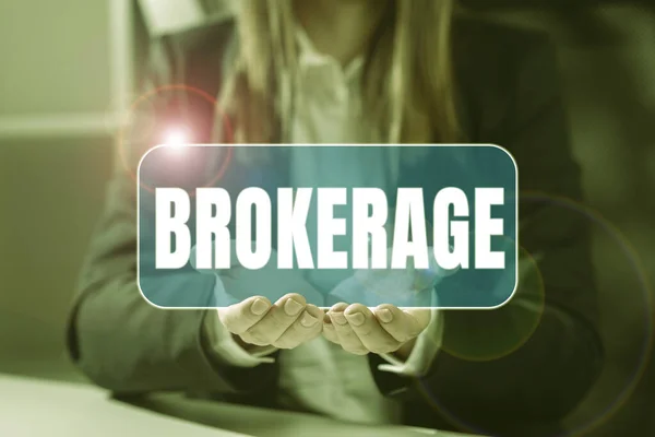 Szöveg Megjelenítése Brokerage Word Written Szolgál Megbízható Ügynök Vagy Közvetítő — Stock Fotó