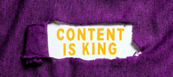 Bildunterschrift Content King Word Written Content Ist Das Herzstück Der — Stockfoto