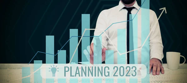 Segno Scrittura Mano Pianificazione 2023 Business Concept Inizia Con Posizionamento — Foto Stock