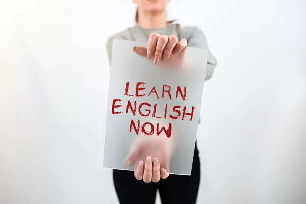 Texto Presentando Aprende Inglés Ahora Visión General Negocios Adquiere Adquiere — Foto de Stock