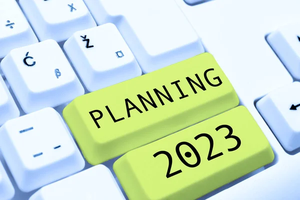 計画2023を表示するサイン ビジネスコンセプトは 長期的な目標を配置する心で終わりから始まります — ストック写真