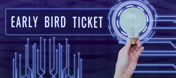 Εννοιολογική Λεζάντα Early Bird Ticket Εννοιολογική Φωτογραφία Αγοράζοντας Ένα Εισιτήριο — Φωτογραφία Αρχείου
