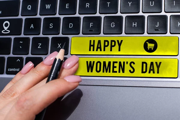 Conceptual Display Happy Womens Day Üzleti Koncepció Hogy Megemlékezzen Lényege — Stock Fotó