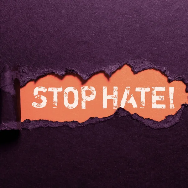 stock image Conceptual caption Stop Hate, Business approach Prevent the aggressive pressure or intimidation to others