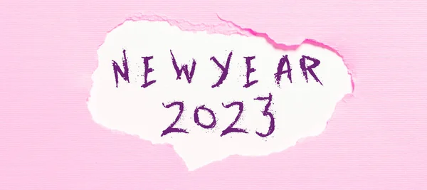 Подпись Концепцией New Year 2023 Business Concept Greeting Celebrating Holiday — стоковое фото