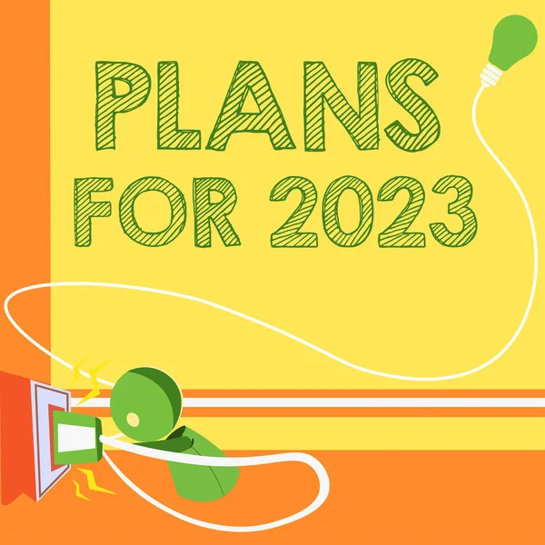 显示计划的文字签名2023年 商业概念是关于一个人将要做什么的意图或决定 — 图库照片