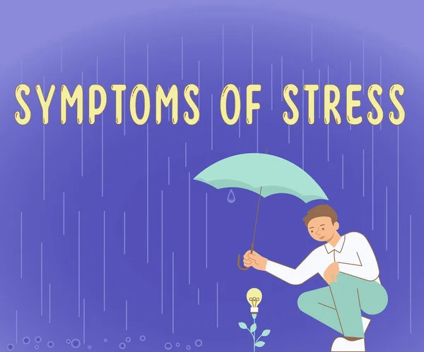 ストレスの症状を表示するサイン 症状や好ましくない何かの兆候として機能するインターネットの概念 — ストック写真