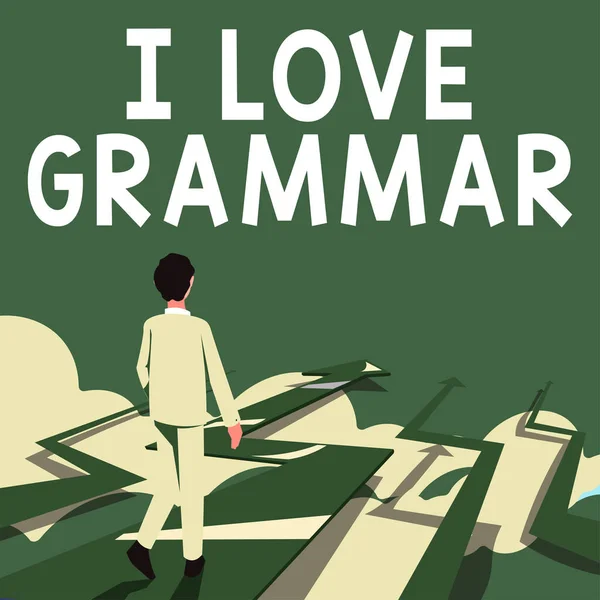 Sinal Escrita Mão Love Grammar Internet Concept Act Admiring System — Fotografia de Stock