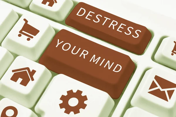 Zihninizi Destress Zihinsel Gerilimi Azaltmak Için Yaklaşımı Daha Stres Gösteren — Stok fotoğraf