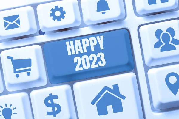 2023 나타내는 글쓰기 2023 달력의 시작을 알리는 인터넷 — 스톡 사진