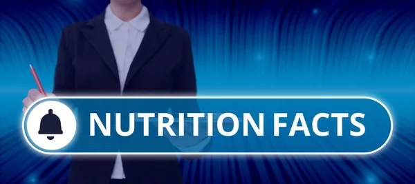 Táplálkozási Tényeket Bemutató Szöveges Felirat Fogalmi Fotó Részletes Információ Élelmiszerekről — Stock Fotó
