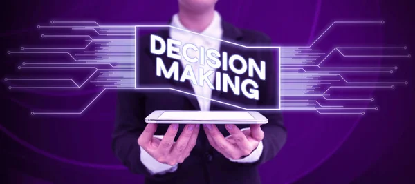 Text sign showing Decision Making, Concept meaning process of making decisions especially important ones