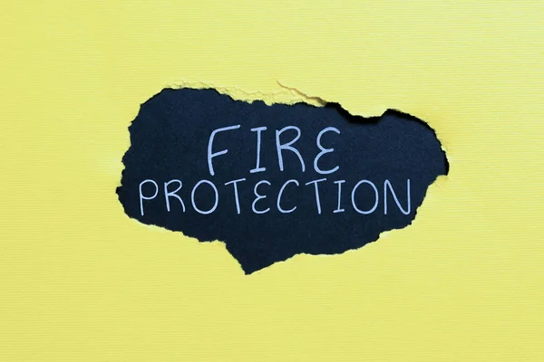 说明防火的文字标志 概念系指为防止火灾破坏性而采取的措施 — 图库照片