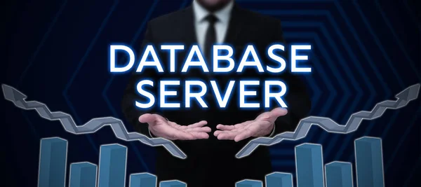 Sign Exibindo Database Server Conceito Significado Usa Aplicativo Banco Dados — Fotografia de Stock