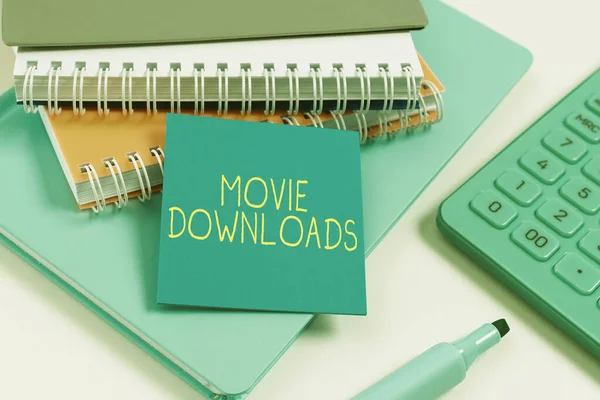 Inspiration Showing Sign Movie Downloads Business Idea Transfers Entire Film — Stock Photo, Image