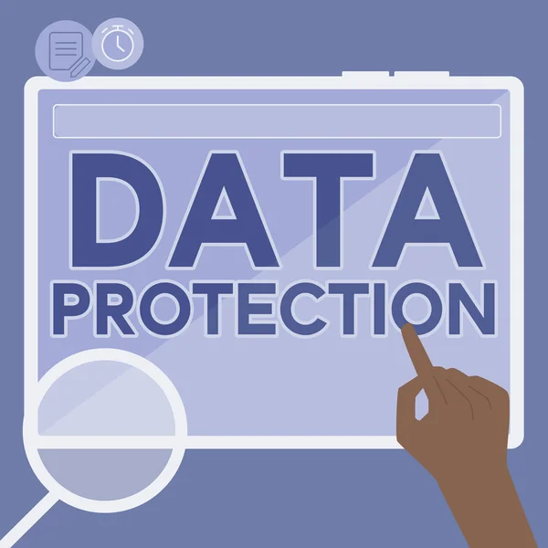 Znak Ręcznego Pisania Ochrona Danych Przegląd Biznesowy Kontrola Prawna Dostępu — Zdjęcie stockowe