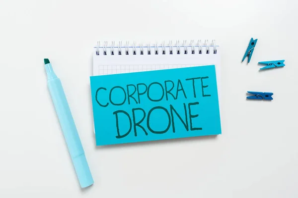 Inspiração Mostrando Sinal Corporate Drone Conceito Negócio Veículos Aéreos Não — Fotografia de Stock