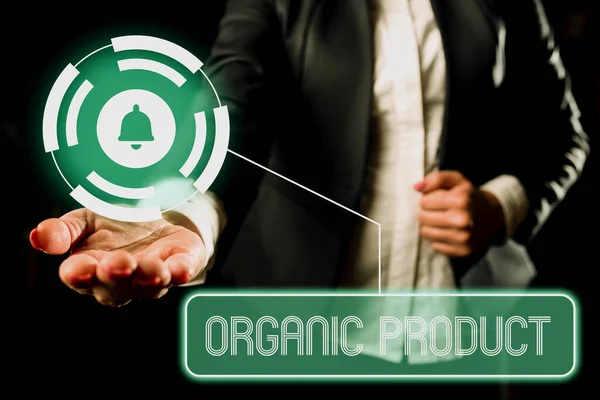 Kézírás Szöveg Organikus Termék Üzleti Áttekintés Biogazdálkodás Által Előállított Anyagokból — Stock Fotó