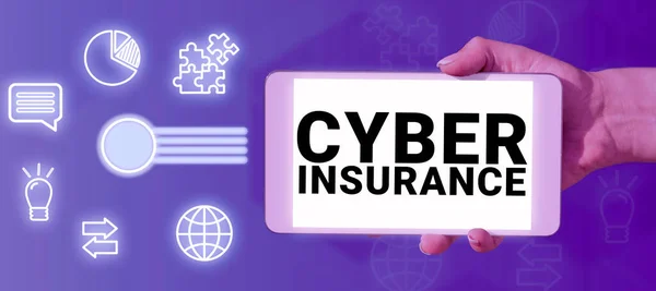 Texto Que Mostra Inspiração Cyber Insurance Ideia Negócio Proteger Negócios — Fotografia de Stock