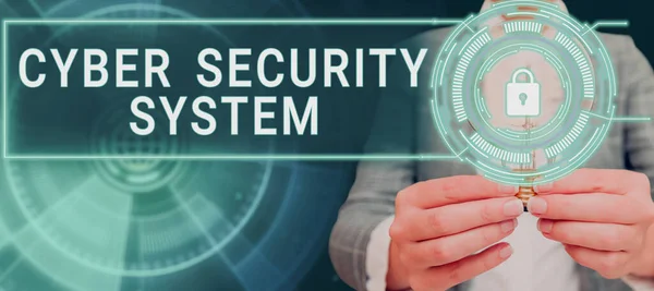 Scrittura Mano Del Testo Cyber Security System Business Vetrina Tecniche — Foto Stock