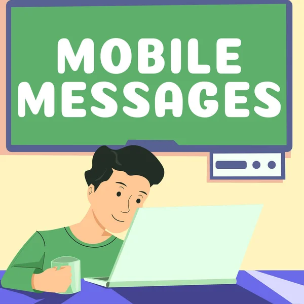 Text Tecken Som Visar Mobila Meddelanden Företag Närma Sig Handlingen — Stockfoto