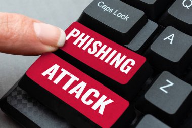 El yazısı metni Phishing Attack, Sözcük hassas ve gizli bilgi edinme girişimiyle yazıldı