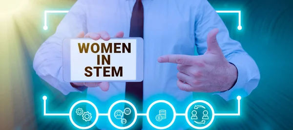 Texto Para Caligrafia Women Stem Word Escrito Ciência Tecnologia Engenharia — Fotografia de Stock