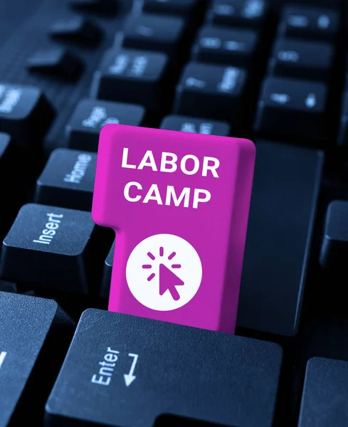 Legenda Conceitual Labor Camp Business Aproxima Uma Colônia Penal Onde — Fotografia de Stock