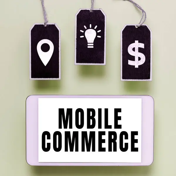 Conceptuele Weergave Mobile Commerce Conceptuele Foto Alle Online Commerciële Transacties — Stockfoto