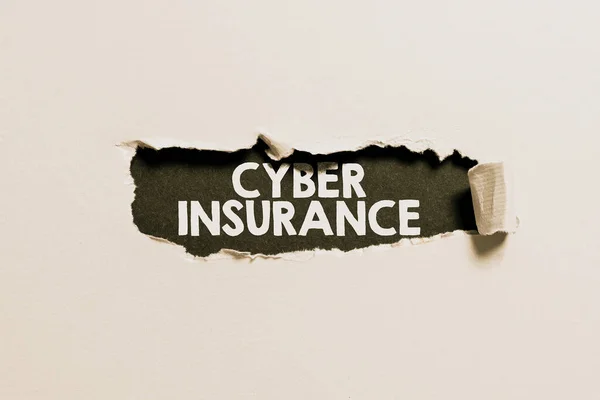 Sinal Escrita Mão Cyber Insurance Vitrine Negócios Proteger Negócios Usuários — Fotografia de Stock