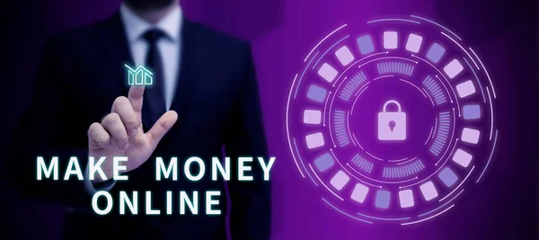Tekst Bijschrift Presenteren Make Money Online Concept Betekenis Business Ecommerce — Stockfoto