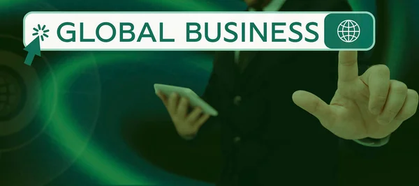 Натхнення Показує Знак Global Business Word Написано Компанії Яка Керує — стокове фото