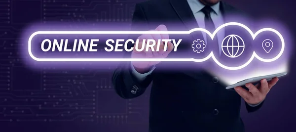 Inspiração Mostrando Sinal Segurança Online Internet Concept Act Ensure Security — Fotografia de Stock