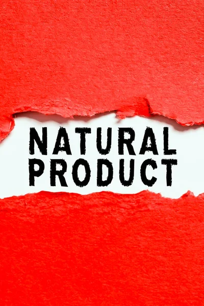 Podpis Tekstowy Przedstawiający Produkt Naturalny Pojęcie Oznaczające Związek Chemiczny Lub — Zdjęcie stockowe