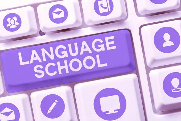 Conceptuele Weergave Language School Business Showcase Onderwijsinstelling Waar Vreemde Talen — Stockfoto