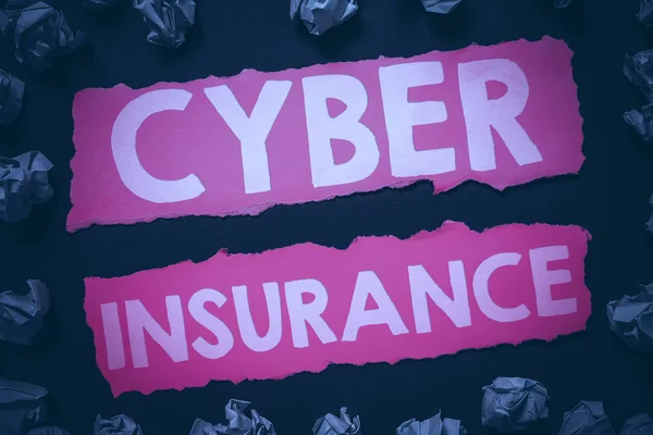 Exibição Conceitual Cyber Insurance Word Protect Business Users Internetbased Risks — Fotografia de Stock