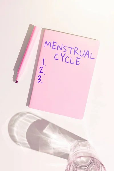 Legenda Conceitual Ciclo Menstrual Palavra Para Ciclo Mensal Alterações Nos — Fotografia de Stock