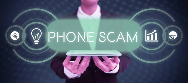 Menulis Phone Scam Teks Ide Bisnis Mendapatkan Panggilan Yang Tidak — Stok Foto