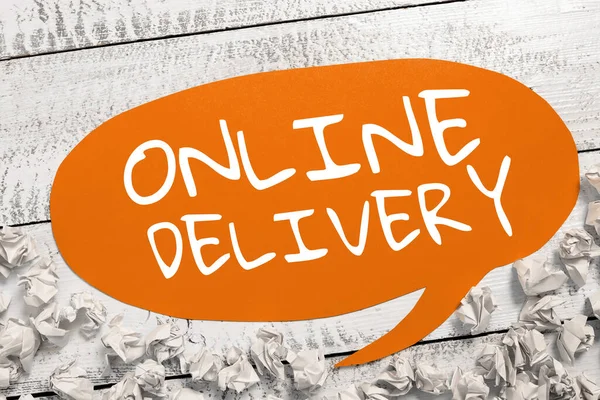 가상의 디스플레이 Online Delivery Word Act How Something Deliver Net — 스톡 사진