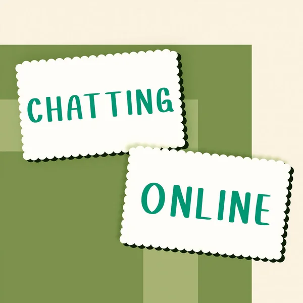 Textskylt Som Visar Chatt Online Typ Realtidsöverföring Textmeddelanden Online — Stockfoto