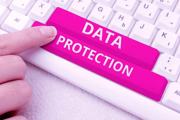 Sinal Escrita Mão Proteção Dados Concepção Internet Controle Legal Sobre — Fotografia de Stock
