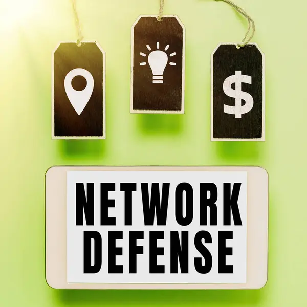 Концептуальная Подпись Network Defense Business Approach Easures Protect Defend Information — стоковое фото